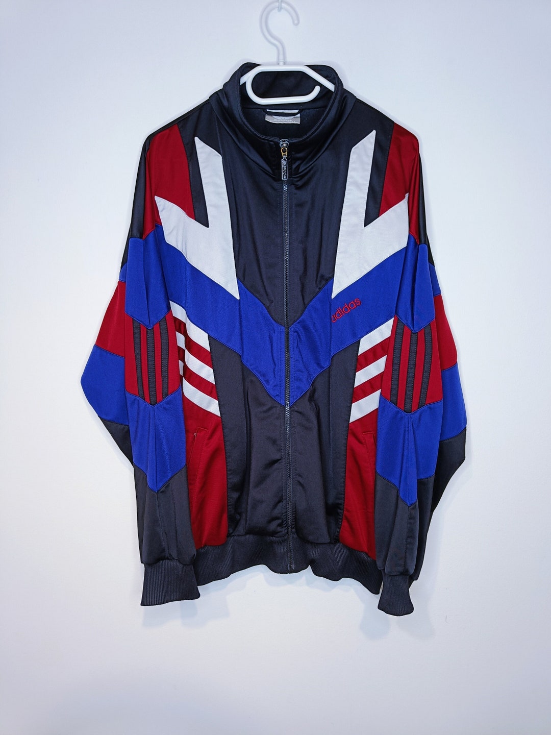 Vintage 90s 00s Black White Embroidered Zip-Up Adidas Sports Track Jacket 2XL main image 0
