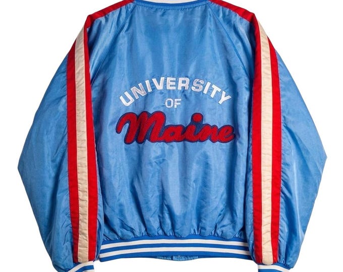 Vintage University of Maine Varsity Bomber Jacket Cool Cat / Size M