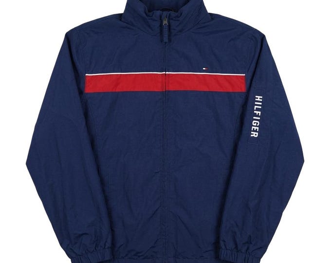 Vintage Tommy Hilfiger Denim Light Windbreaker Track Jacket Size XL (Young/Women) Retro Style 90s y2k Oldschool Streetwear