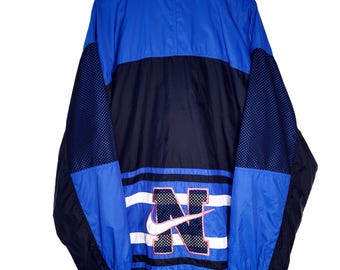 Vintage Nike Light Windbreaker Track Jacket Maat XL Retro Stijl Jaren 90 Y2K Oldschool Streetwear Blauw