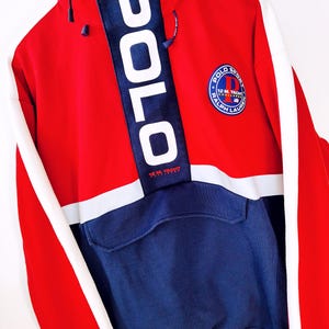 Polo Sport Ralph Lauren Hoodie Jacket Red Navy Yellow Colorblock Sailing 12M Yacht Challenge Pullover Streetwear Mens / Size M/L image 3