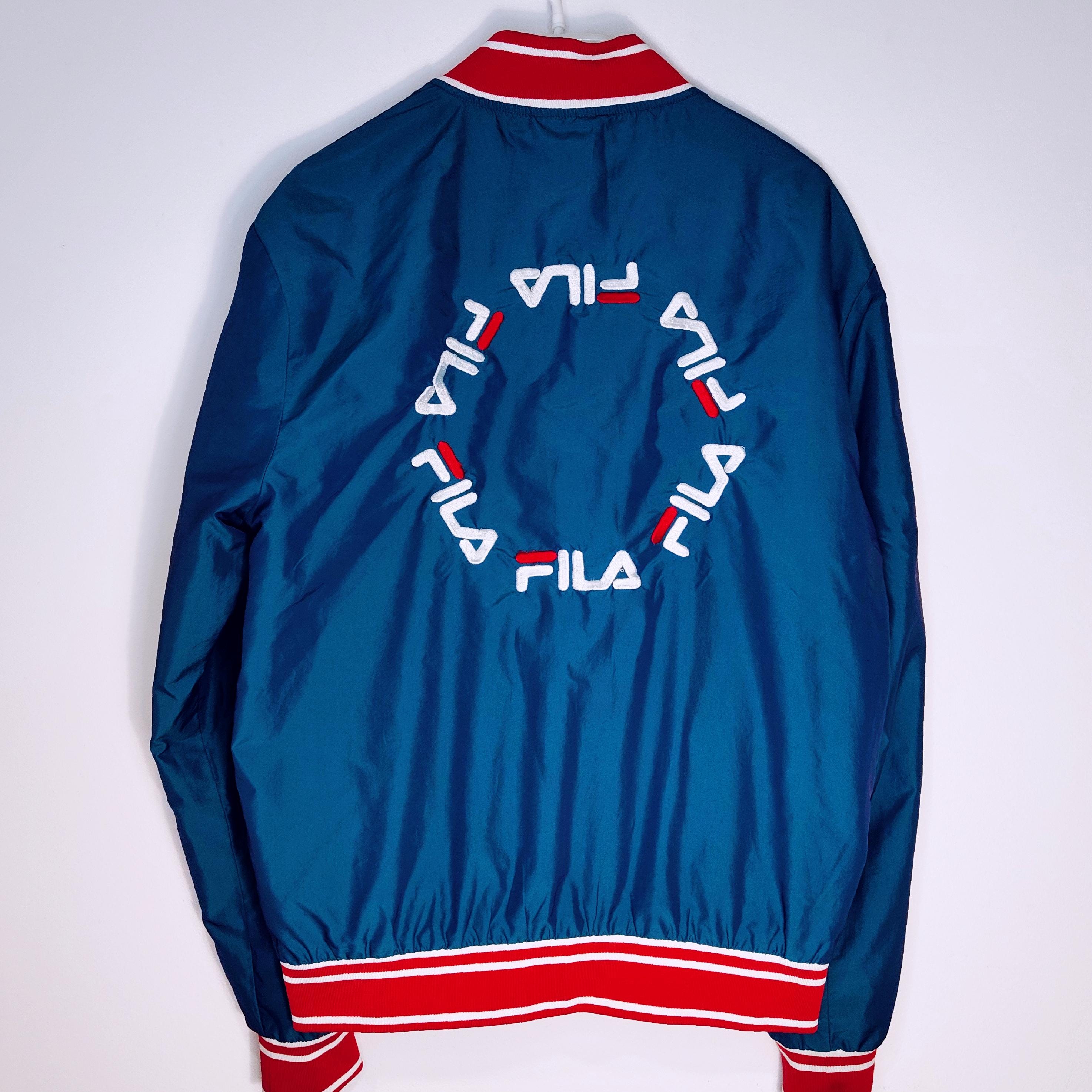 ジャケット・アウター 00s Y2K SLY N-2B fireman JKT gimmick No Fear Varsity Bomber Jacket Denim Men XL Vintage Snap 90s