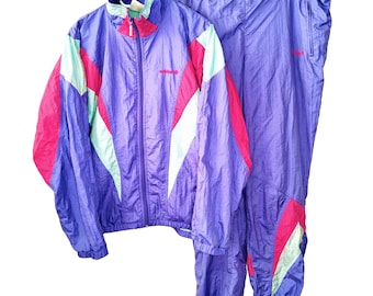 Vintage Adidas Tracksuit Set Windbreaker Track Jacket Pants Sweatpants Size M Retro Style 90s y2k Oldschool Fashion Purple