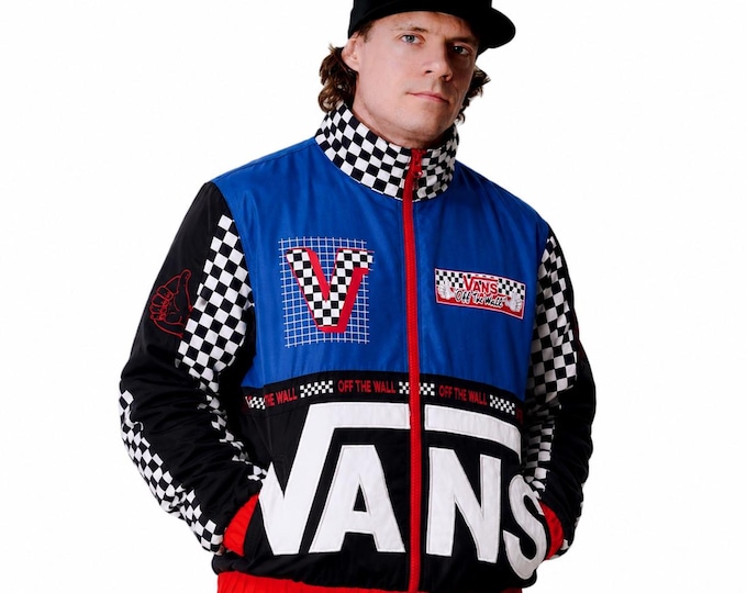 Vintage 90s Vans Jacket Zip Up Colorblock Skate Streetwear Checkerboard Rare / Size S