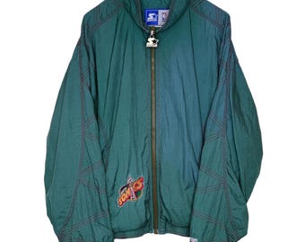 Vintage Starter Seattle Super Sonics NBA Sonics Light Windbreaker Jacket Zip Up Sweatshirt Size L Retro Style 90s y2k Basketball