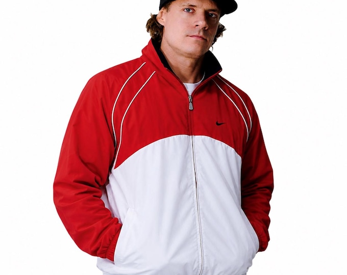 Vintage Nike Light Windbreaker Jacket Zip Sweatshirt Size L Retro Style 90s y2k