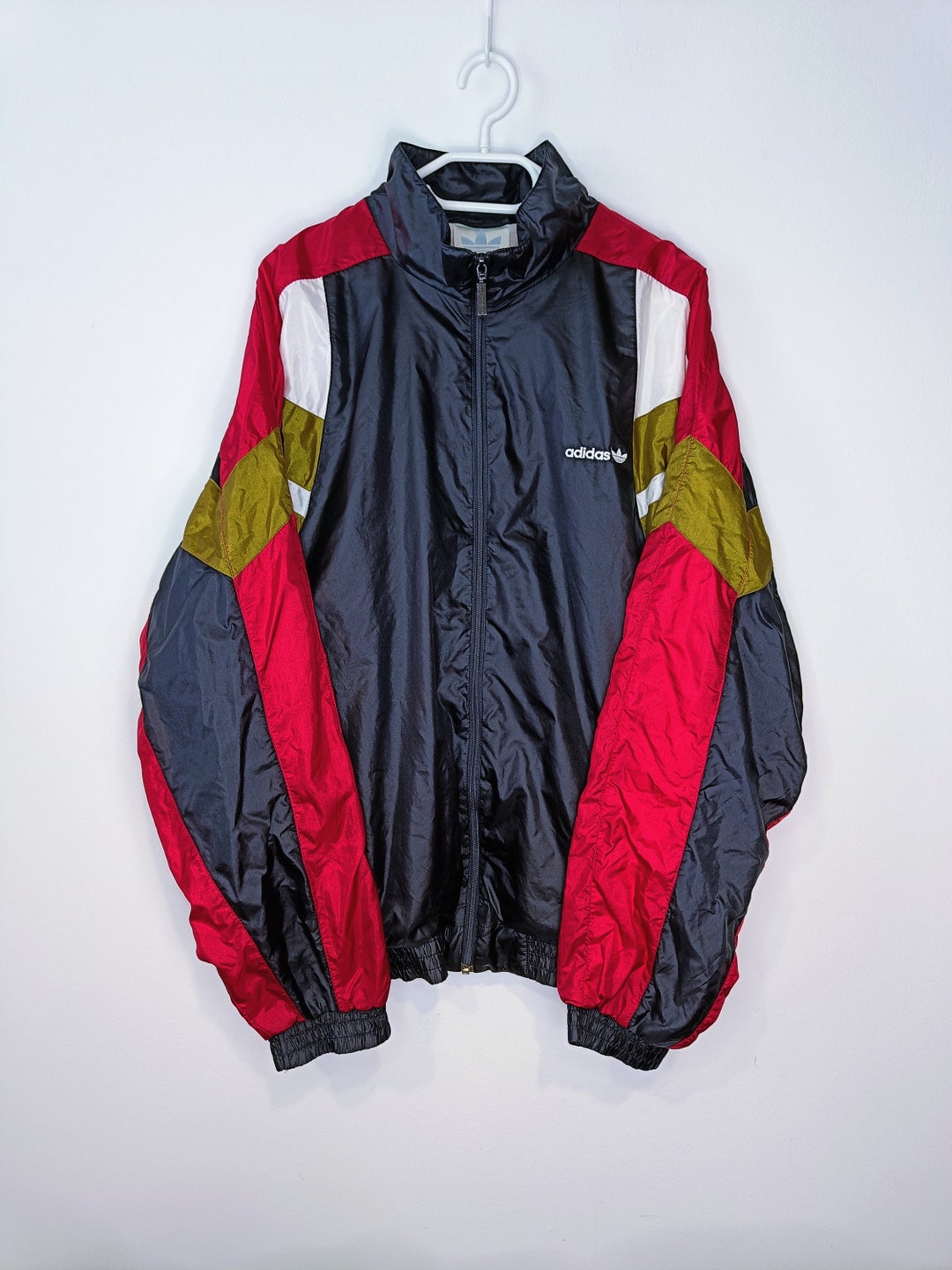 Vintage 80's Adidas Nylon Jacket Track Top Mens Yellow Rare