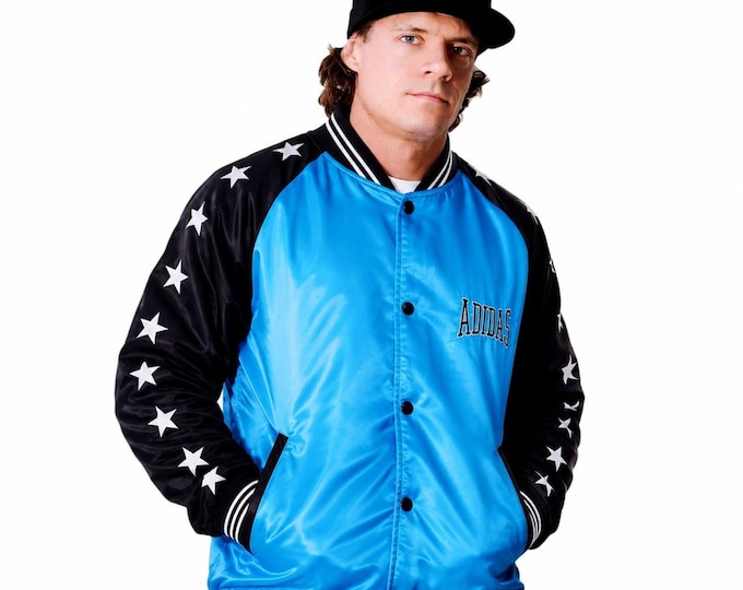 Vintage Adidas Varsity Jacket 90s Blue Star Coach Jacket | Retro Streetwear | Unisex Adidas Vintage Jacket | Size L