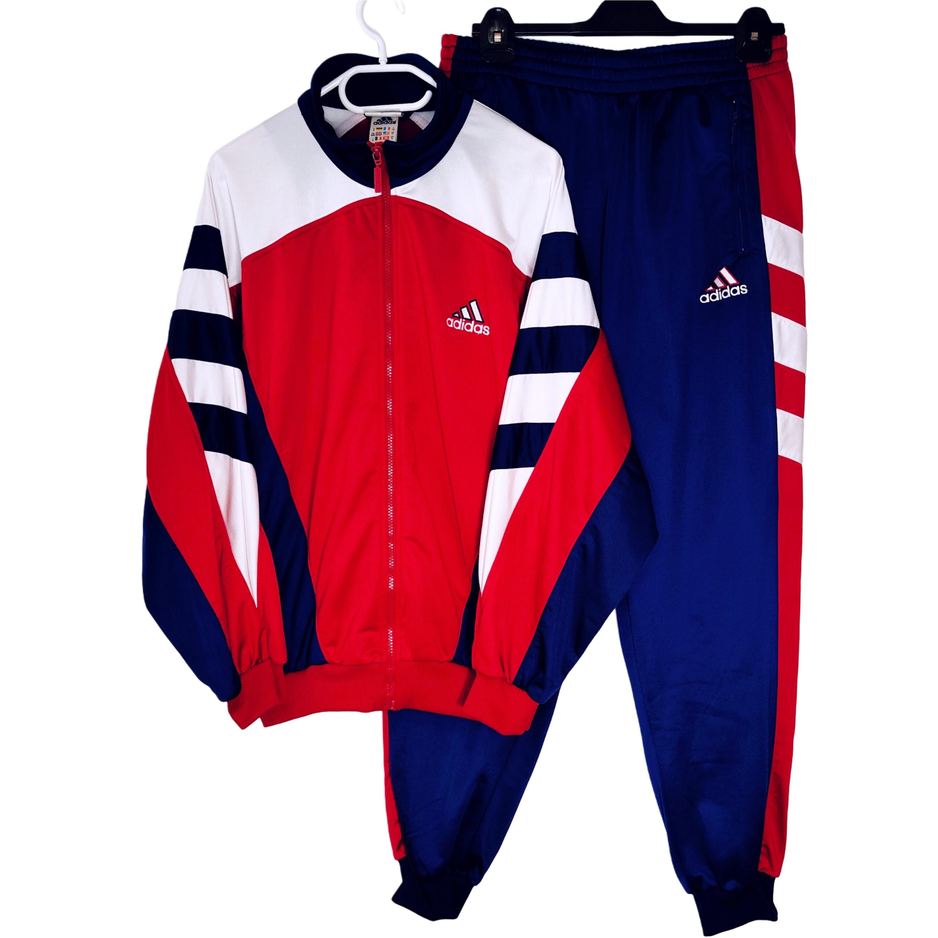 Vintage 90s Adidas Tracksuit Set Red White Blue | Retro Athletic