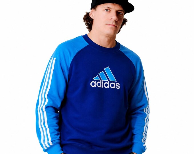 Vintage Adidas Crewneck Sweatshirt Sweater Pullover Size S/M Retro Style 90s y2k Oldschool Streetwear Blue