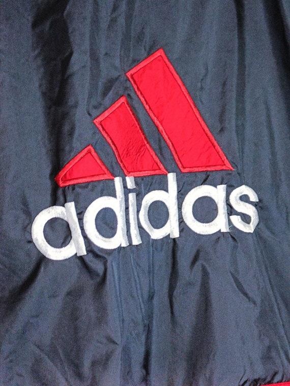 Vintage Adidas Big Logo Windbreaker Navy Red White 90s Y2K Track