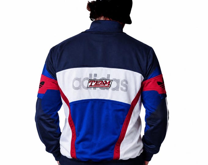 Vintage Adidas Team Zip Sweatshirt Track Jacket Size L Retro Style 90s y2k