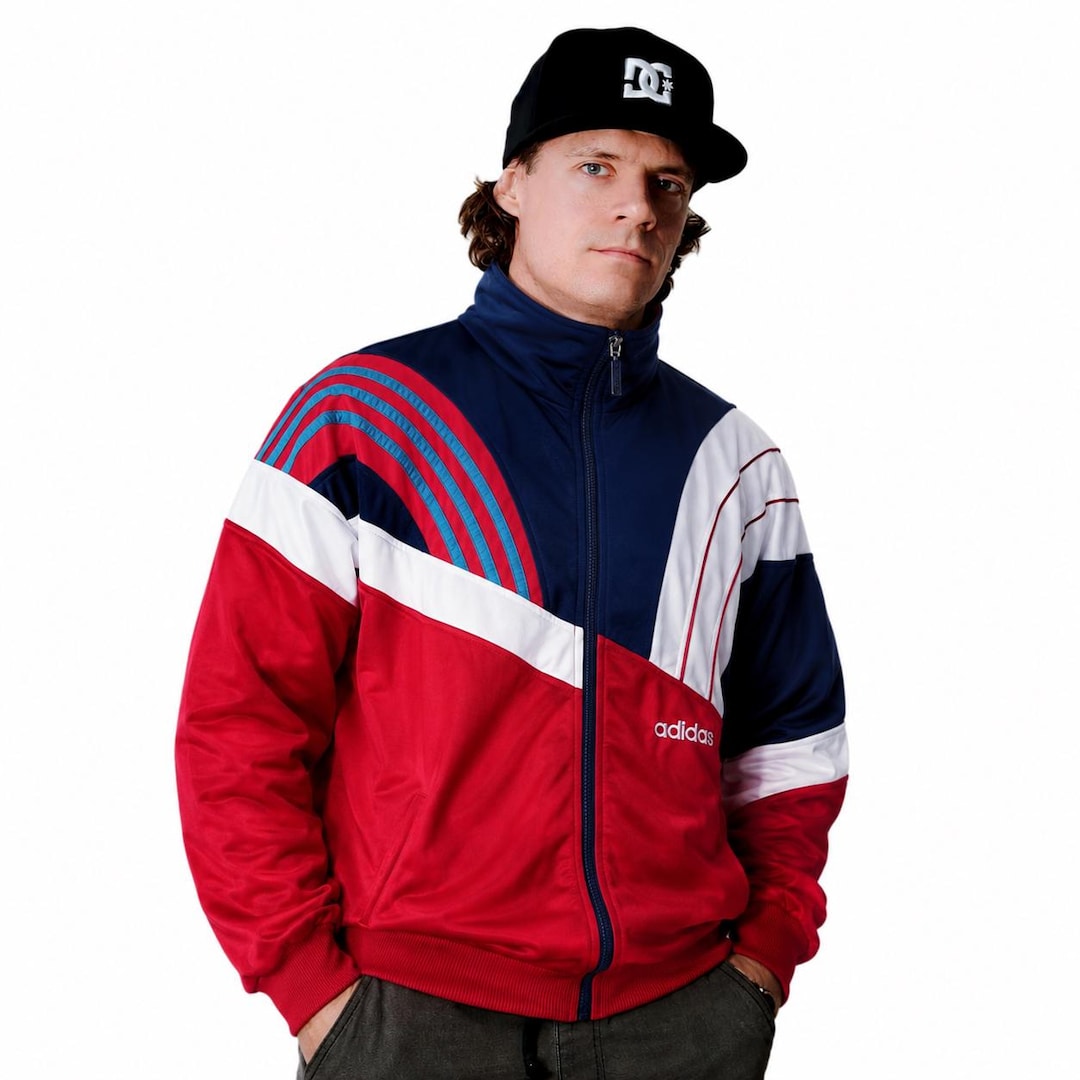 Vintage Adidas Zip up Sweatshirt Track Jacket Size XL Retro Style
