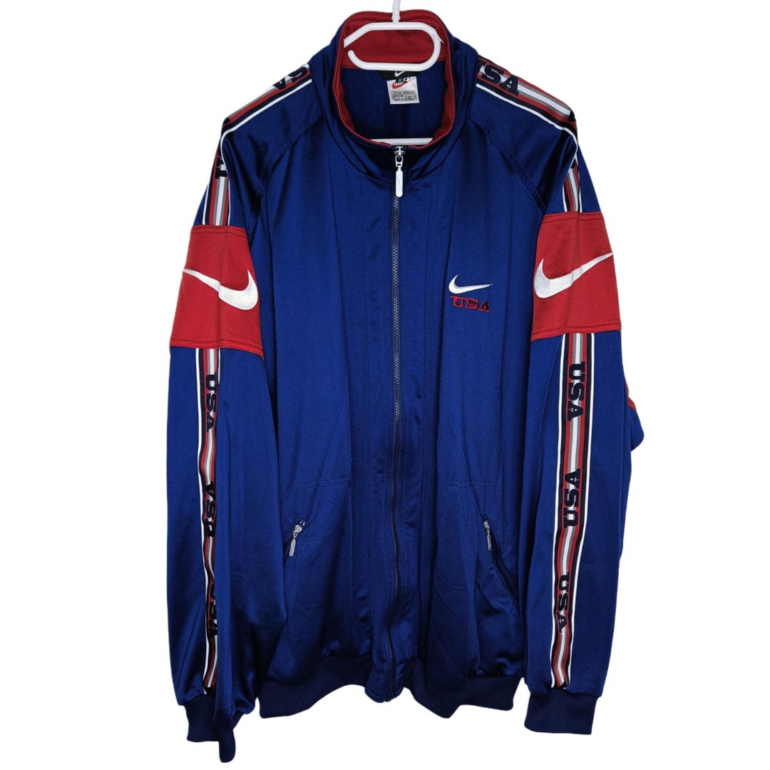 Vintage Nike USA Zip up Sweatshirt Track Jacket Size XL/ XXL Retro