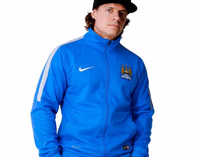Vintage Nike MCFC Manchester City Windbreaker Jacket Zip Up Sweatshirt Size M Retro Style 90s y2k Oldschool Streetwear Football