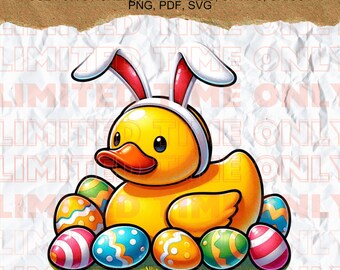 Easter Rabbit Rubber Duck Clipart PNG SVG PDF Printables, Shirts, Cricut, Commercial Use. Instant Digital Download Only