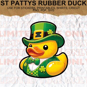 St. Patty's Day Rubber Duck Clipart PNG SVG PDF Printables, Shirts, Cricut, Commercial use. Instant Digital Download Only image 1