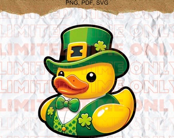 St. Patty's Day Rubber Duck Clipart PNG SVG PDF Printables, Shirts, Cricut, Commercial use. Instant Digital Download Only