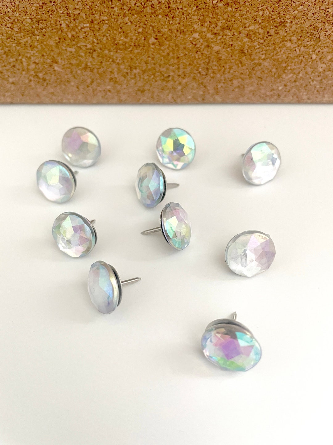 Rainbow Faceted Gem Pins, Thumb Tack Set, Push Pins, Coworker Gift ...
