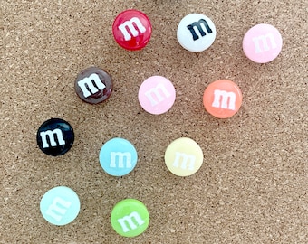 M&M Candy Push Pins, Thumb Tack Set, Candy Chocolate Push Pins, Coworker, Office Decor, Office/School supplies, Teacher gift, Memo board