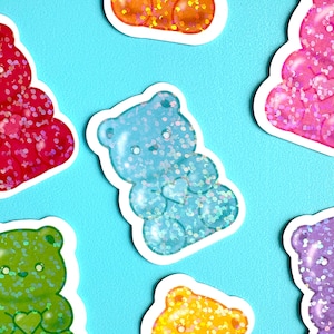 Gummy Bear Sticker, Cute Candy Holographic Sticker, Kawaii Gummy Bear Vinyl Sticker, Glossy Holo Sticker, Decal, Laptop sticker