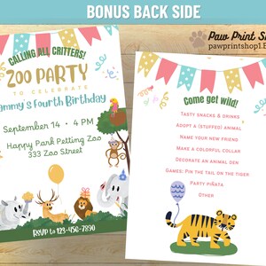 Zoo Birthday Printable | EDITABLE DIGITAL DOWNLOAD | Zoo Birthday Party ...