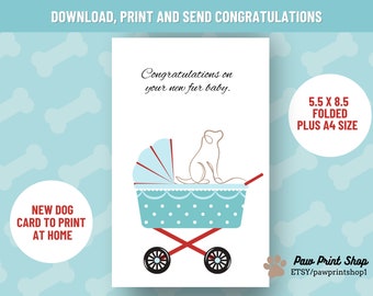 Neue Hunde Karte Printable | DIGITALER DOWNLOAD | Neue Welpen Karte | Neue Haustier-Karte zum Ausdrucken | Hund Glückwunschkarte | Haustier-Adoptionskarte