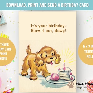 Aniversário de cachorro para impressão | DOWNLOAD DIGITAL | Cartão de aniversário do cão | Cartão de cachorro para impressão | Parabéns do cão Cartão Comemorativo | Cartão de aniversário de cachorro fofo