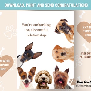 Nieuwe hondenkaart afdrukbaar | DIGITALE DOWNLOAD | Nieuwe puppykaart | Nieuwe huisdierkaart afdrukbaar | Hond gefeliciteerd kaart | Huisdier adoptie kaart