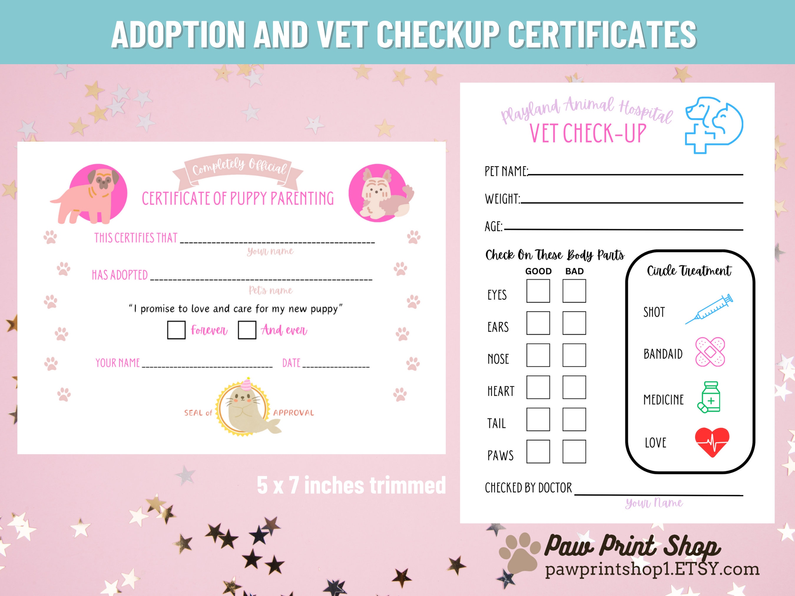 Pink Puppy Party Birthday Games | DIGITAL DOWNLOAD | Adopt A Puppy Sign ...