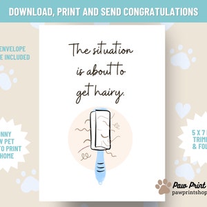 Nueva tarjeta para mascotas imprimible / DESCARGA DIGITAL / Nueva tarjeta para cachorros / Nueva y divertida tarjeta para mascotas imprimible / Tarjeta de felicitación para gatos / Coche de adopción de mascotas