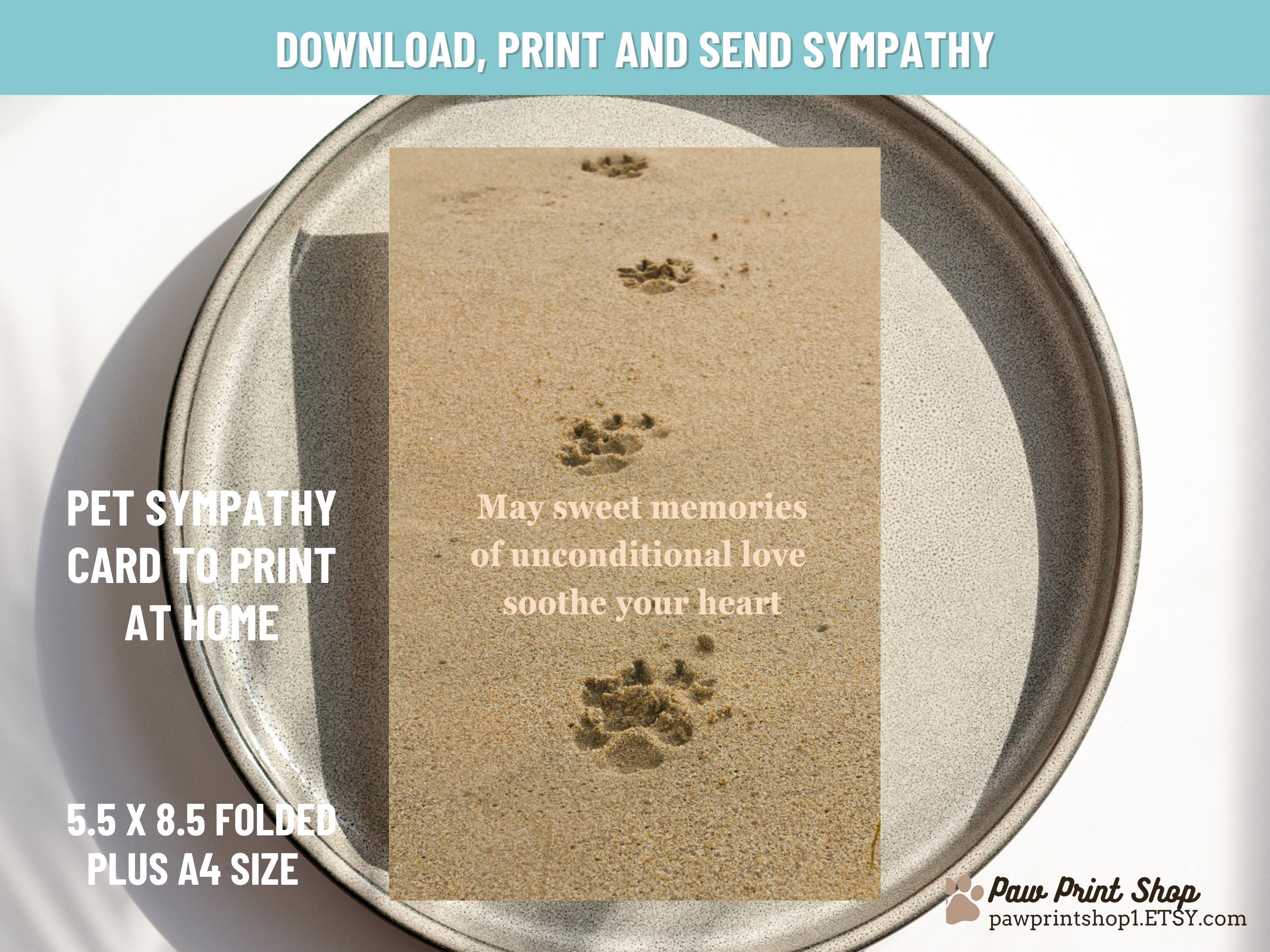 Pet Sympathy Card Printable DIGITAL DOWNLOAD Pet Loss Card Dog Sympathy ...