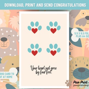 New Dog Card Printable | DIGITAL DOWNLOAD | New Puppy Card | New Pet Card Printable | Dog Congratulations Card | Pet Adoption Card
