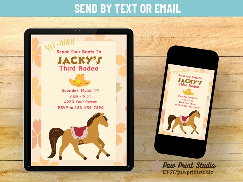 Western Rodeo Birthday Invitation Printable | EDITABLE DIGITAL DOWNLOAD ...