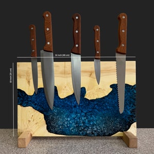 Magnetic Knife Holder Countertop,Wooden Knife Block,Epoxy Resin Wood Kitchen Knife Holder,Knife Rack,Knife Board Magnetic,Knife Stand