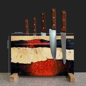 Magnetic Knife Holder Countertop, Wooden Knife Block, Wooden Epoxy Resin Kitchen Knife Holder, Knife Rack, Magnetic Knife Board, Knife Rack