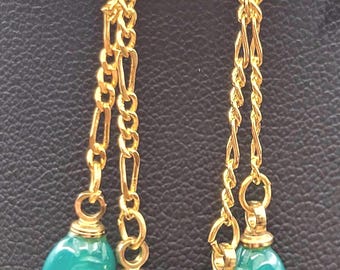 Vintage Dangle Scarab Pierced Earrings