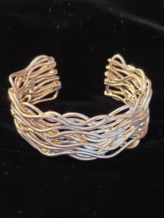 925 Sterling Freeform Silver Waves Cuff Bracelet B