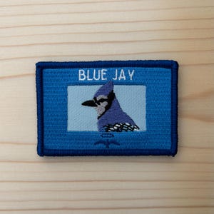 Blue Jay Bird Patch, Embroidered Bird Patch, Velcro Patch, Bird Lover Gift