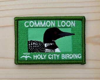 Common Loon Bird Patch – Embroidered Loon Patch – Velcro Patch for Hats & Gear – Birding Gift