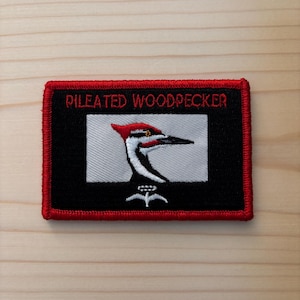 Pileated Woodpecker Bird Patch, Embroidered Bird Patch, Velcro Patch, Bird Lover Gift