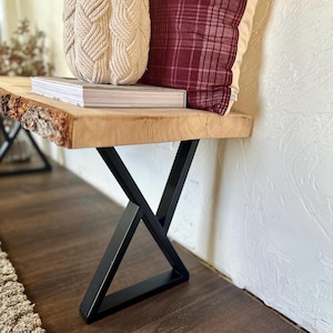 Foyer Entryway Steel Bench Legs, Black Iron Metal Plant Stand, Powder Coated Bench Base