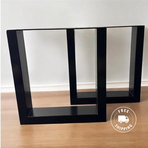 Modern Metal Bench Legs, Heavy Duty Steel Furniture Legs, U Frame Powder Coated Black Metal Legs