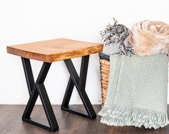 Custom Short Handmade Industrial Nightstand, Rustic Bedroom Night Stand, Small Slim Bedroom End Table