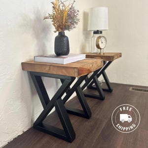 Small Bedroom End Tables, Solid Live Edge Wood End Tables, Night Stand Set, Pair of 2 Bedside Tables