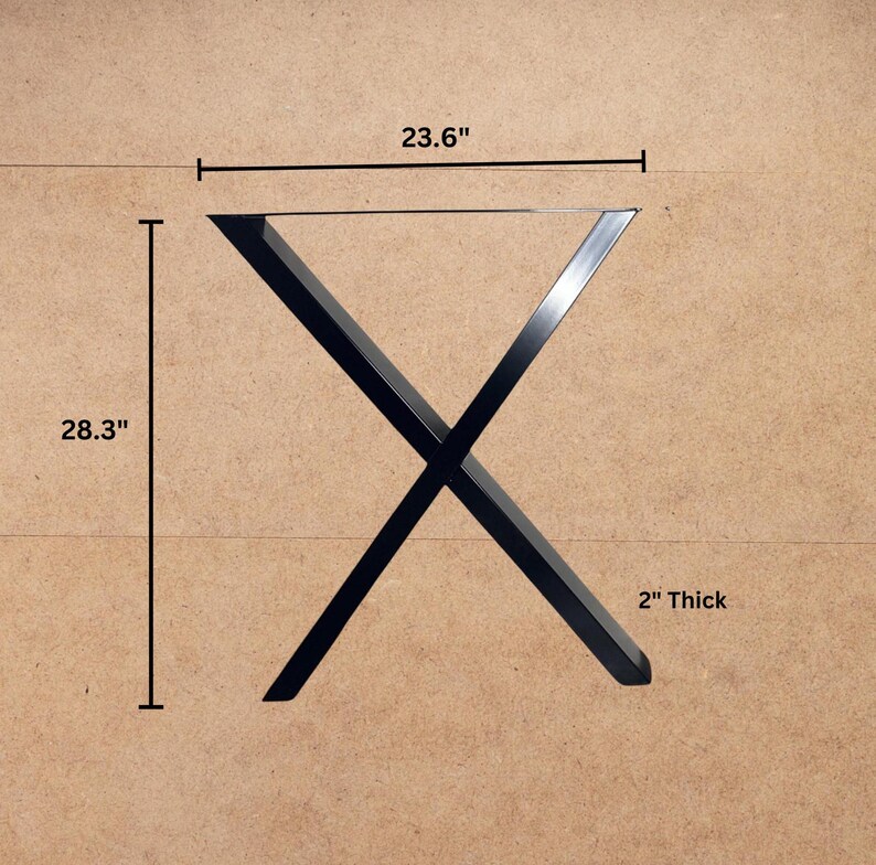 X-Shaped Black Metal Steel Table Legs - Thumbnail 5