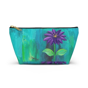 Purple Flower Makeup Accessory Pouch zip bag