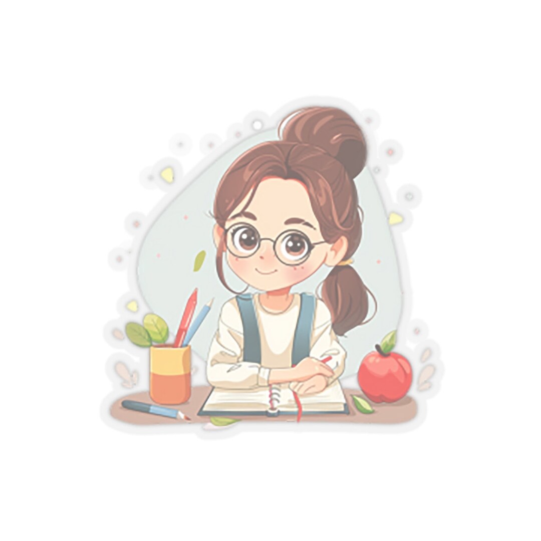 Kawaii Teacher Delight: Desk Doodles Kiss-cut Sticker - Etsy