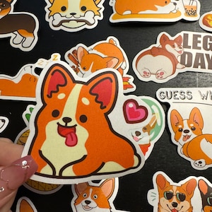 50 pcs dessin animé corgi animaux ensemble d'autocollants autocollants autocollant skateboard téléphone ordinateur portable bricolage scrapbooking art indésirable journal fournitures en vente cadeau