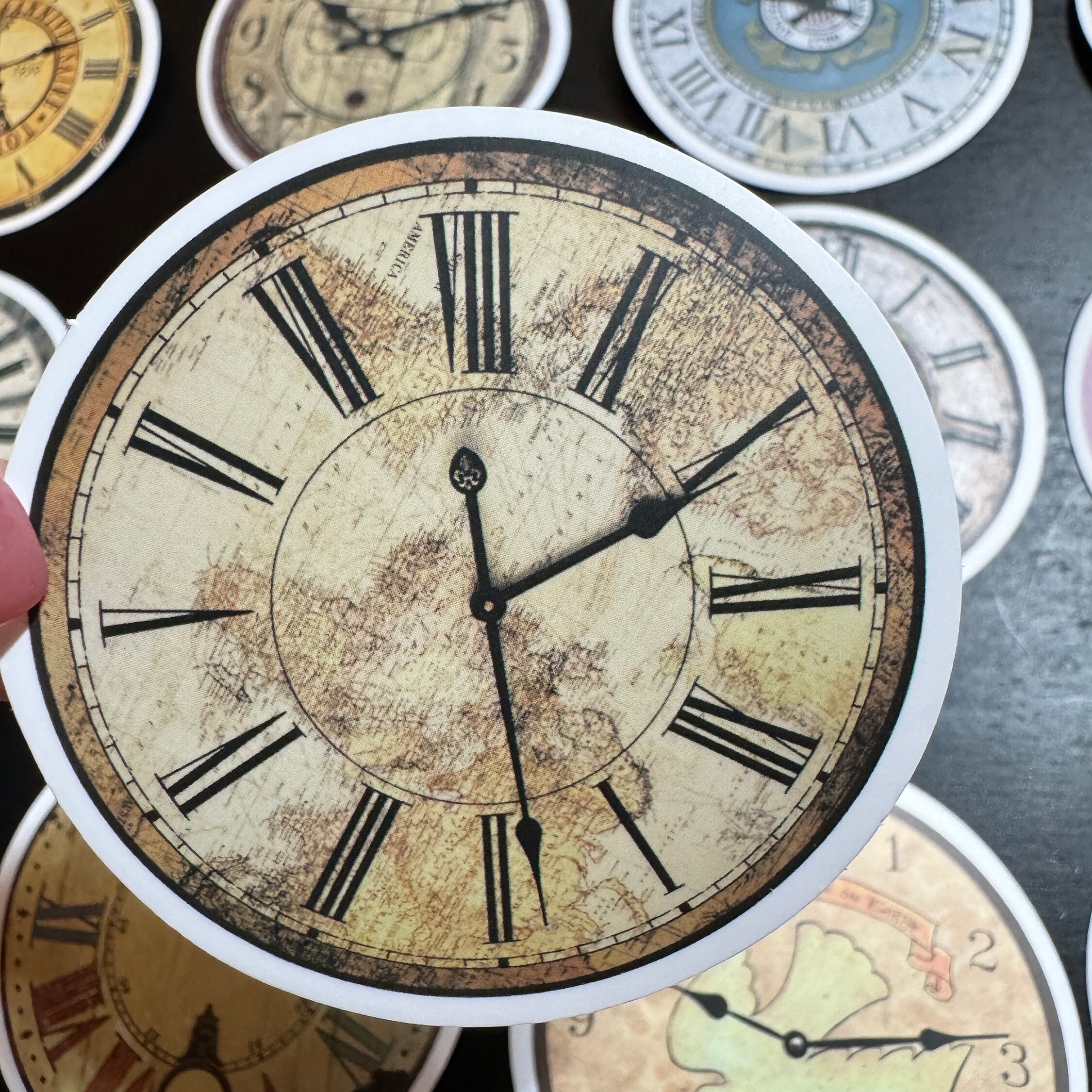 50pcs Clock Dial Vintage Style Stickers Set Decals Skateboard Phone ...